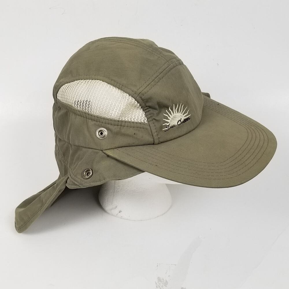 Cabela's Sun Cutter Hat Neck Flap Wide Brim Sun Protection Khaki‎ Green Outdoor